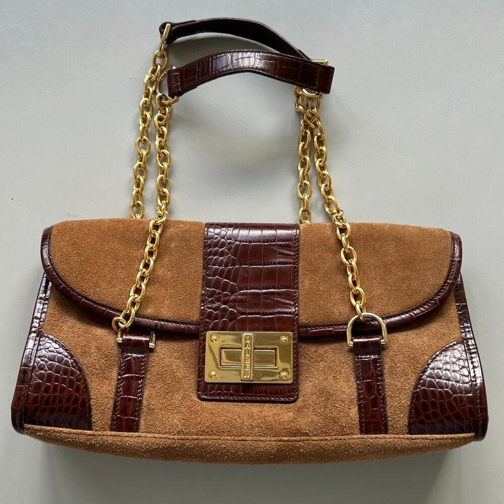 Ralph Lauren Suede and Leather Handbag w/Chain Handles